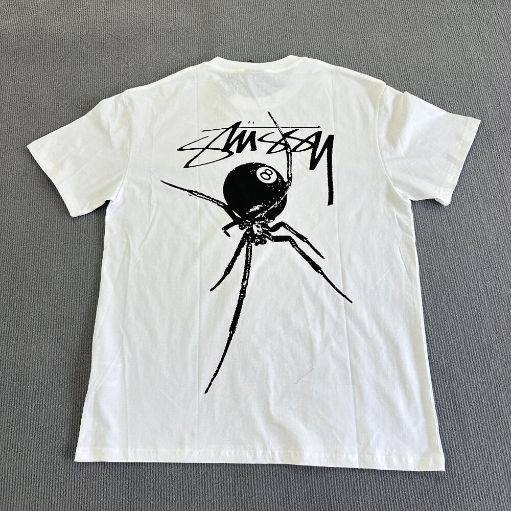 White Stussy men's L casual summer t-shirt